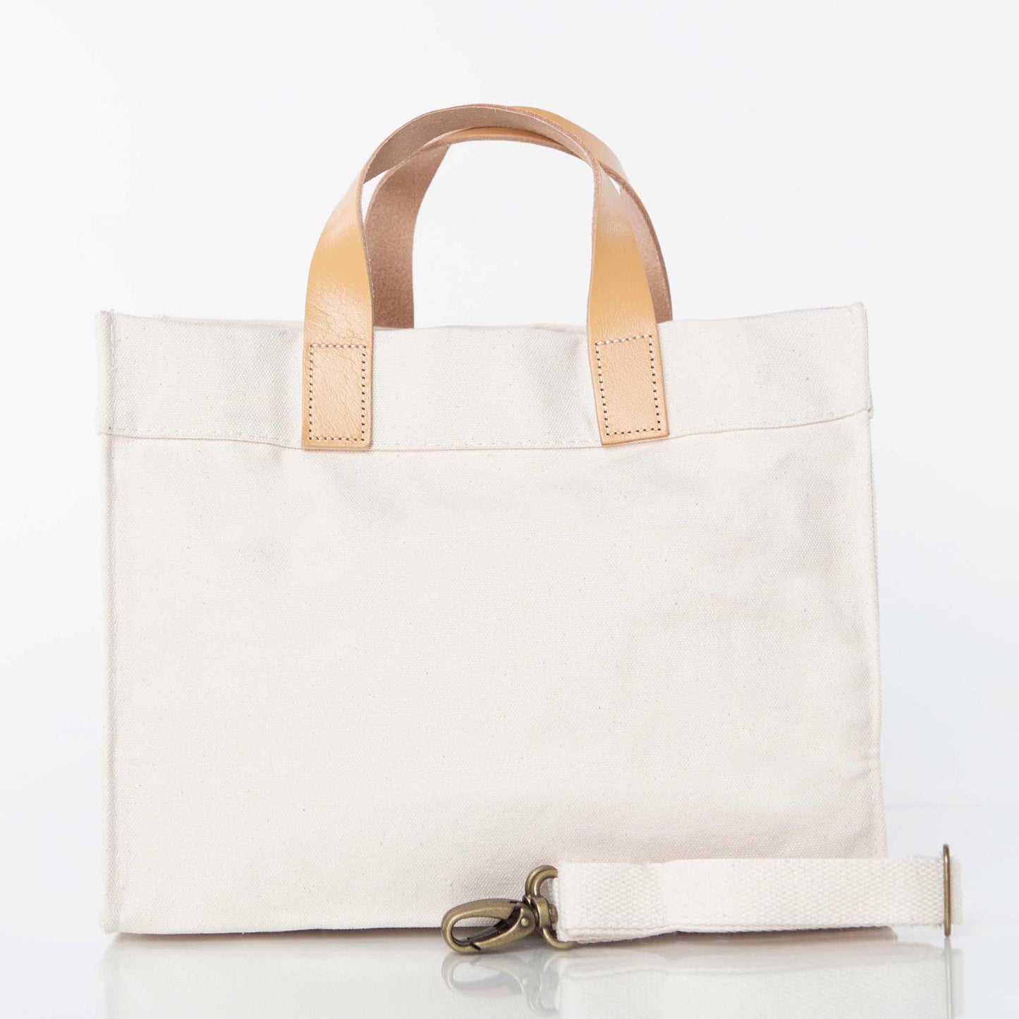 Personalized Leather Strap Canvas Tote – Future Bride & Wedding Date Embroidery