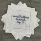 100% Linen Hemstitched Cocktail Napkin with 'Social Battery Drained by 9' Embroidery – Stylish Home Decor | set of 4 | Free Shipping