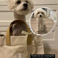 Custom Embroidered Pet Portrait Crossbody Mini Tote -  Canvas Utility Bag with Leather Handles & Adjustable Strap