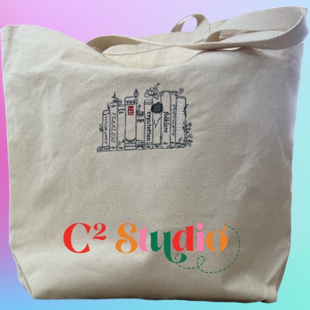 Taylor's Version Album as Books (All Eras) Canvas Tote | C2 Embroidery Studio